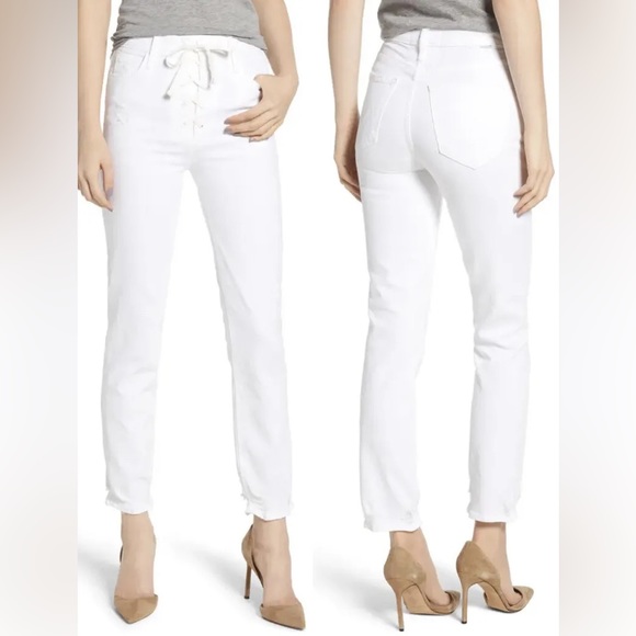 MOTHER denim Dazzler high-rise distressed lace up jeans - Picture 3 of 12